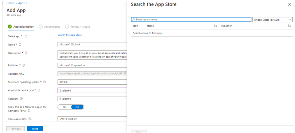 United Kingdom | iOS App Assignment in Microsoft Endpoint Manager