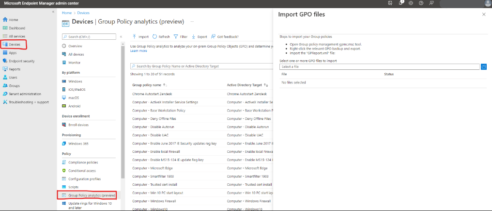 United States | Microsoft Intune Group Policy Analytics Tool