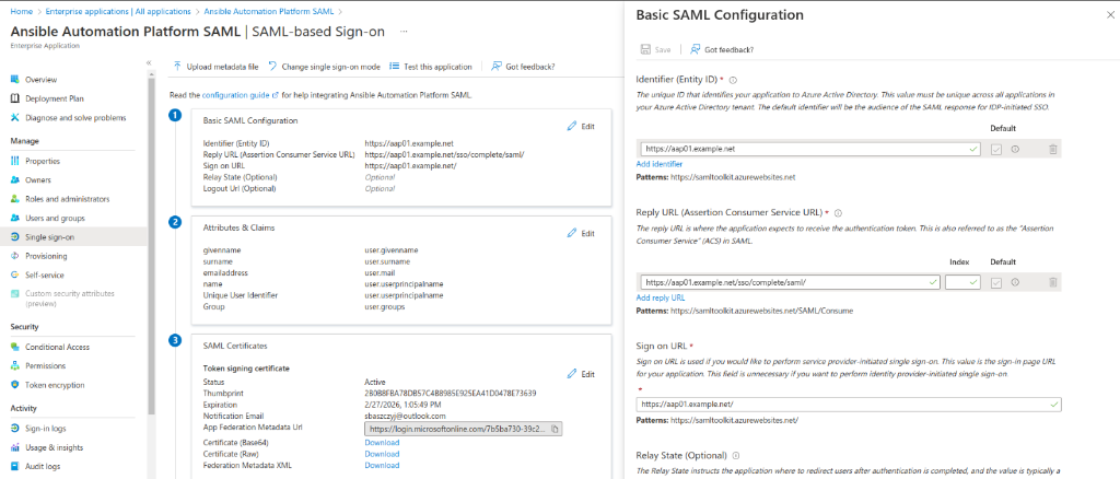 United States | Integrating Azure SAML with Ansible Automation Platform for Attribute-Based Access Control