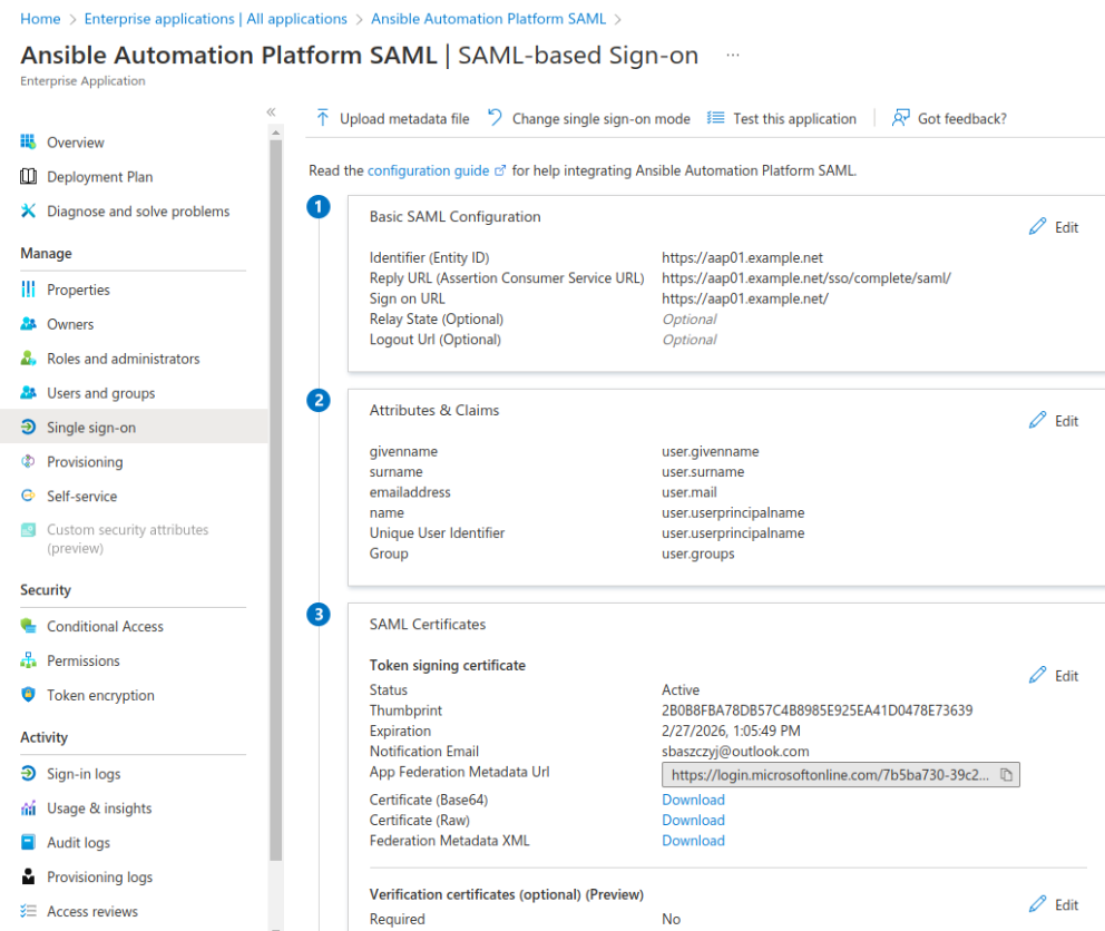 United States | Integrating Azure SAML with Ansible Automation Platform for Attribute-Based Access Control