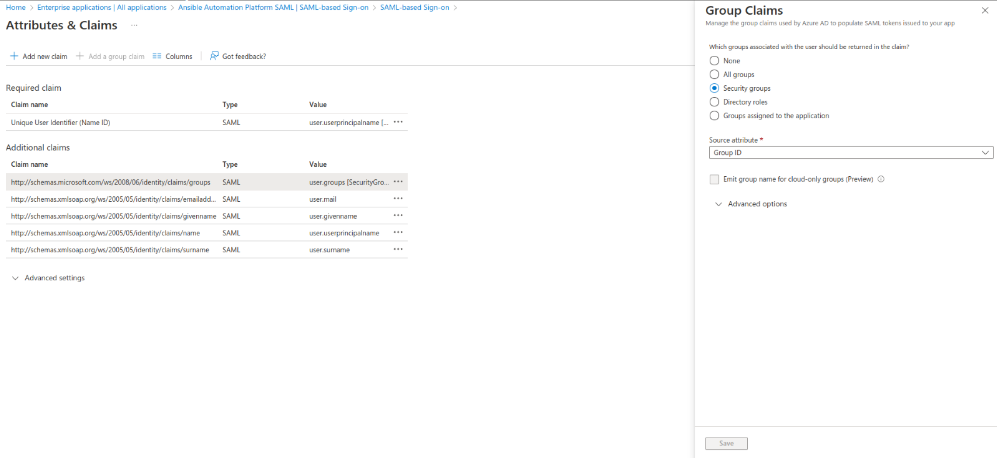 United States | Integrating Azure SAML with Ansible Automation Platform for Attribute-Based Access Control