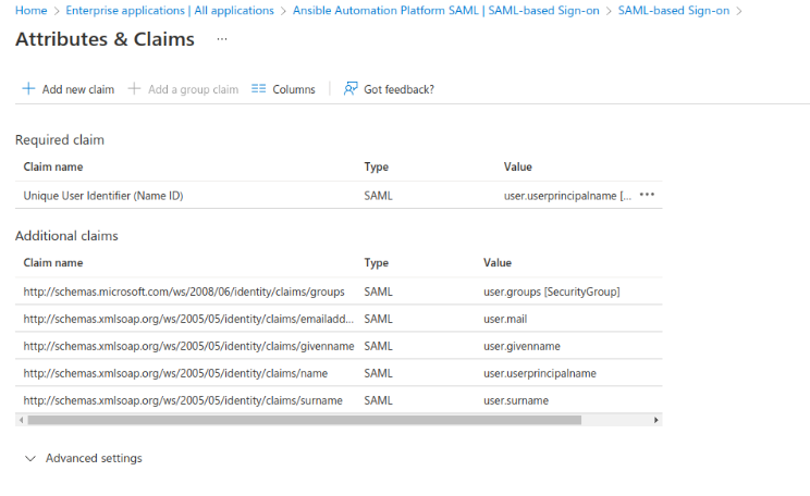 United States | Integrating Azure SAML with Ansible Automation Platform for Attribute-Based Access Control