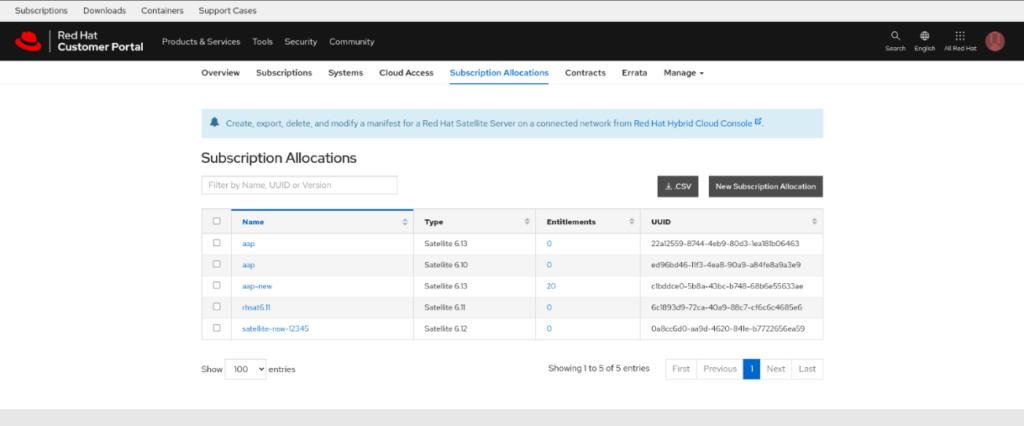 United States | Create Red Hat Subscription Allocations and Export Manifest for Red Hat Satellite or AAP