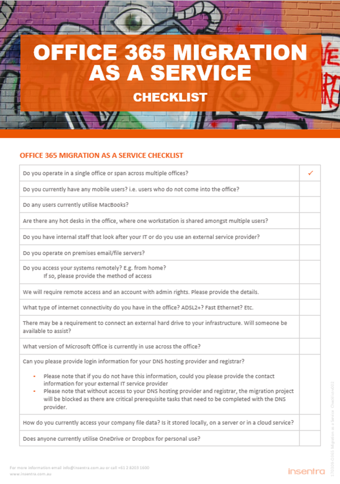 United Kingdom | Office 365 Migration as a Service Checklist