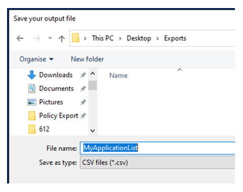 United Kingdom | Capture Application Lists for use in Symantec Data Center Security (DCS)