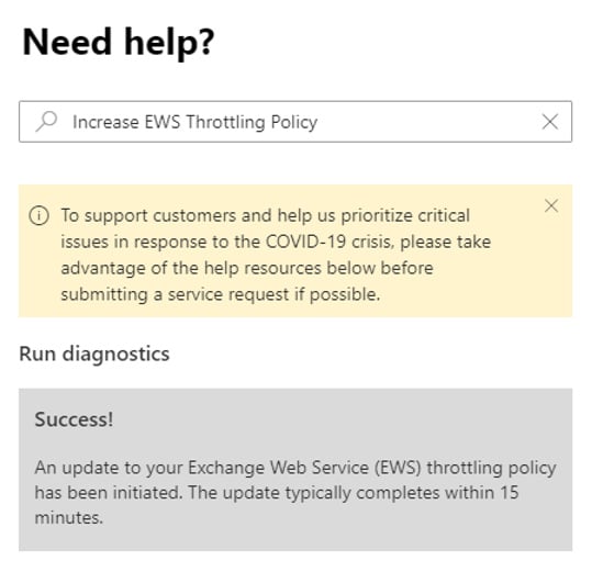 United States | Disabling Exchange Web Services Throttling in Microsoft 365